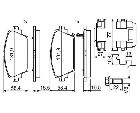 Kit de plaquettes de frein, frein à disque BP379 Bosch, Image 7