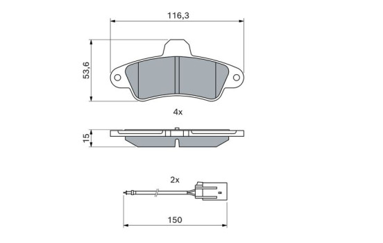 Kit de plaquettes de frein, frein à disque BP558 Bosch, Image 6