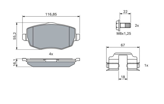 Kit de plaquettes de frein, frein à disque BP933 Bosch, Image 5