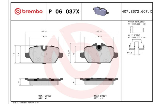 Kit de plaquettes de frein, frein à disque BREMBO XTRA LINE P 06 037X, Image 4