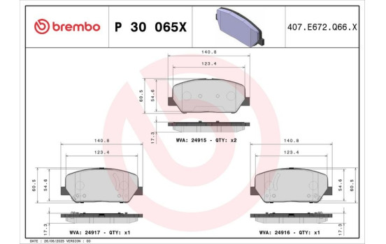 Kit de plaquettes de frein, frein à disque BREMBO XTRA LINE P 30 065X, Image 3