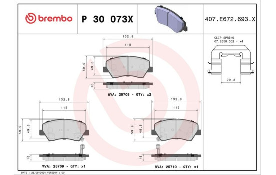 Kit de plaquettes de frein, frein à disque BREMBO XTRA LINE P 30 073X, Image 3