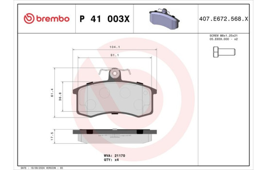 Kit de plaquettes de frein, frein à disque BREMBO XTRA LINE P 41 003X, Image 4