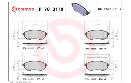 Kit de plaquettes de frein, frein à disque BREMBO XTRA LINE P 78 017X, Image 4