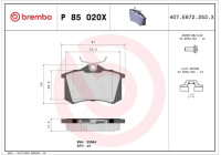Kit de plaquettes de frein, frein à disque BREMBO XTRA LINE P 85 020X