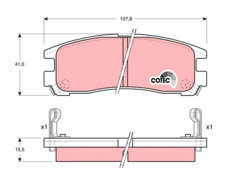 Kit de plaquettes de frein, frein à disque COTEC GDB1023 TRW, Image 2