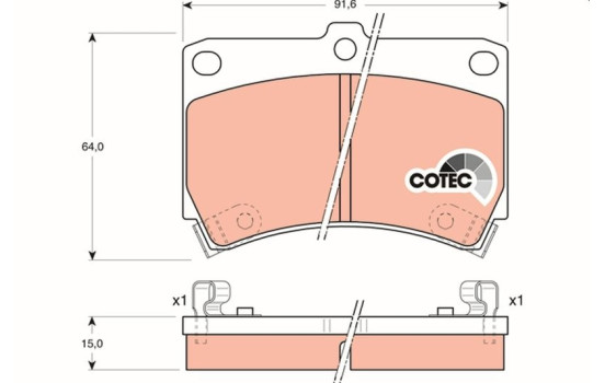 Kit de plaquettes de frein, frein à disque COTEC GDB1024 TRW, Image 2