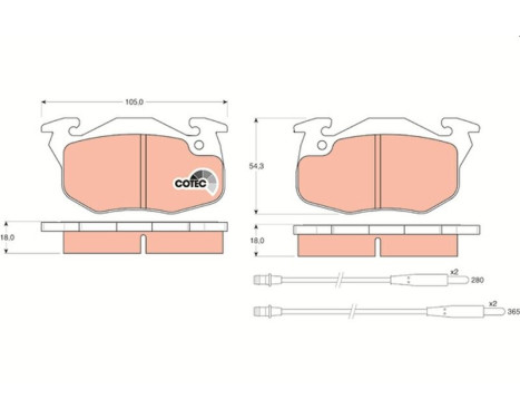 Kit de plaquettes de frein, frein à disque COTEC GDB1033 TRW, Image 2