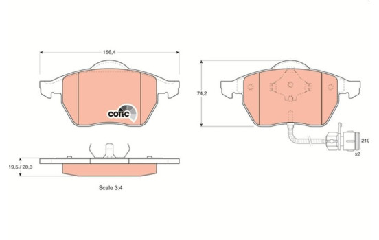 Kit de plaquettes de frein, frein à disque COTEC GDB1049 TRW, Image 2