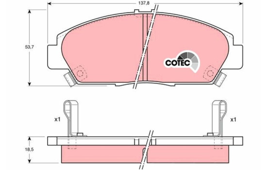Kit de plaquettes de frein, frein à disque COTEC GDB1061 TRW, Image 2