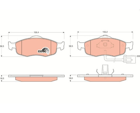 Kit de plaquettes de frein, frein à disque COTEC GDB1108 TRW, Image 2