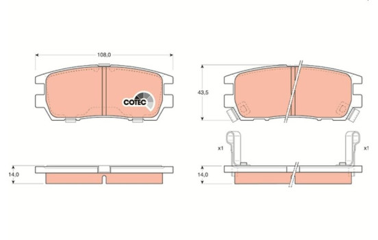 Kit de plaquettes de frein, frein à disque COTEC GDB1127 TRW, Image 2