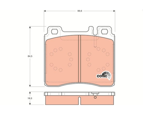 Kit de plaquettes de frein, frein à disque COTEC GDB113 TRW, Image 2