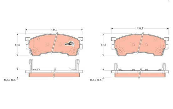 Kit de plaquettes de frein, frein à disque COTEC GDB1139 TRW, Image 2