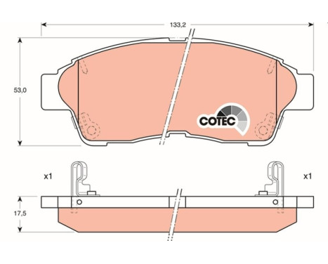 Kit de plaquettes de frein, frein à disque COTEC GDB1143 TRW, Image 2