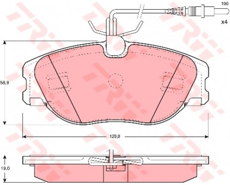 Kit de plaquettes de frein, frein à disque COTEC GDB1148 TRW