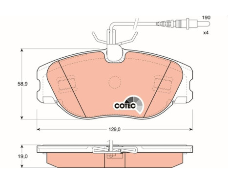 Kit de plaquettes de frein, frein à disque COTEC GDB1148 TRW, Image 2