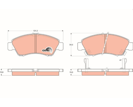 Kit de plaquettes de frein, frein à disque COTEC GDB1164 TRW, Image 2