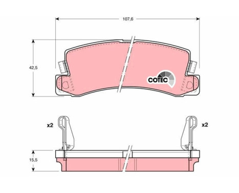 Kit de plaquettes de frein, frein à disque COTEC GDB1168 TRW, Image 2