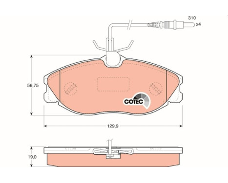 Kit de plaquettes de frein, frein à disque COTEC GDB1194 TRW, Image 2