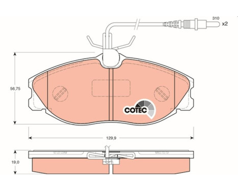 Kit de plaquettes de frein, frein à disque COTEC GDB1259 TRW, Image 2