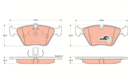 Kit de plaquettes de frein, frein à disque COTEC GDB1264 TRW, Image 2