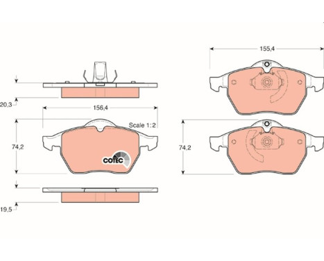 Kit de plaquettes de frein, frein à disque COTEC GDB1271 TRW, Image 2