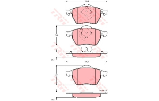 Kit de plaquettes de frein, frein à disque COTEC GDB1275 TRW