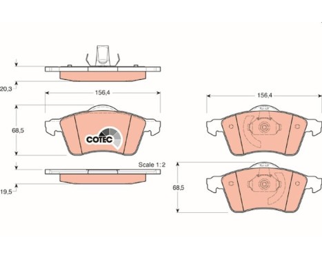 Kit de plaquettes de frein, frein à disque COTEC GDB1282 TRW, Image 2