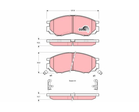 Kit de plaquettes de frein, frein à disque COTEC GDB1286 TRW, Image 2