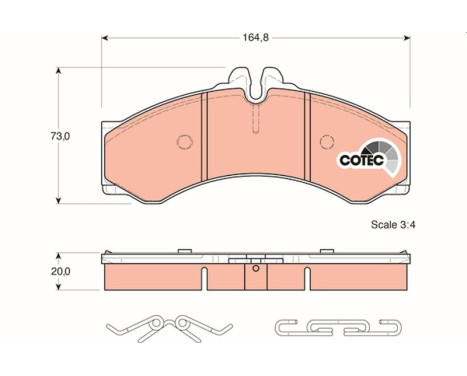 Kit de plaquettes de frein, frein à disque COTEC GDB1288 TRW, Image 2
