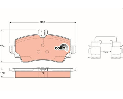 Kit de plaquettes de frein, frein à disque COTEC GDB1292 TRW, Image 2