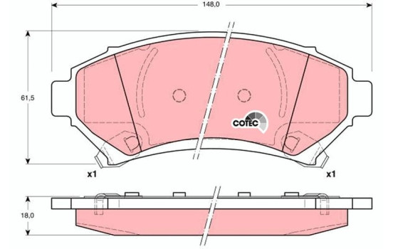 Kit de plaquettes de frein, frein à disque COTEC GDB1308 TRW, Image 2