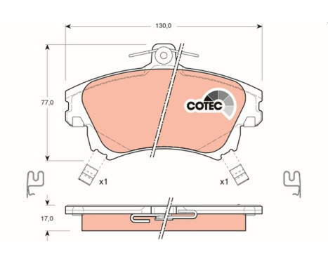 Kit de plaquettes de frein, frein à disque COTEC GDB1313 TRW, Image 2