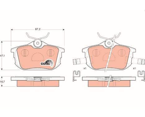 Kit de plaquettes de frein, frein à disque COTEC GDB1314 TRW, Image 2