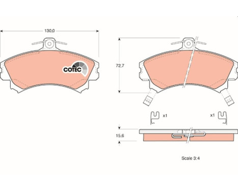 Kit de plaquettes de frein, frein à disque COTEC GDB1317 TRW, Image 2