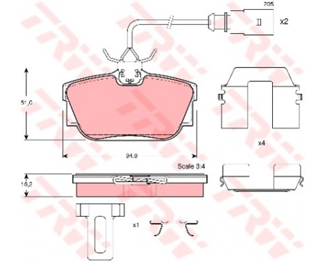 Kit de plaquettes de frein, frein à disque COTEC GDB1326 TRW