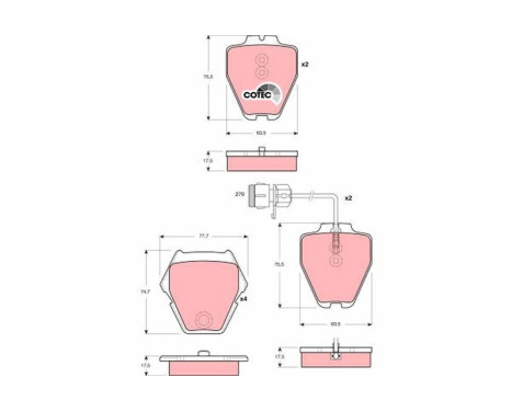 Kit de plaquettes de frein, frein à disque COTEC GDB1371 TRW, Image 2