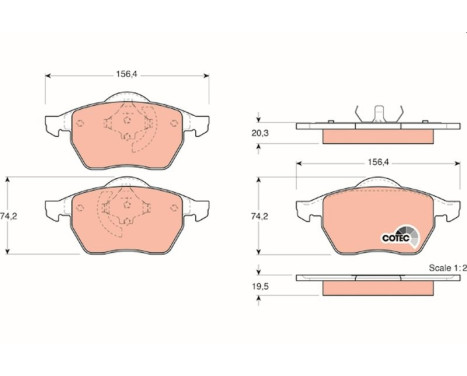 Kit de plaquettes de frein, frein à disque COTEC GDB1376 TRW, Image 2