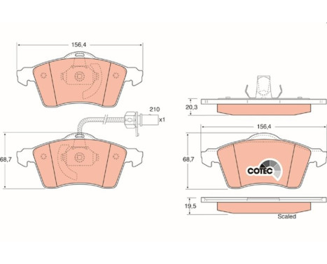 Kit de plaquettes de frein, frein à disque COTEC GDB1391 TRW, Image 2