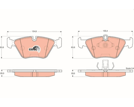 Kit de plaquettes de frein, frein à disque COTEC GDB1404 TRW, Image 2