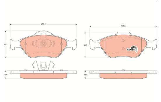 Kit de plaquettes de frein, frein à disque COTEC GDB1419 TRW, Image 2