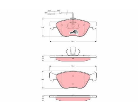 Kit de plaquettes de frein, frein à disque COTEC GDB1427 TRW, Image 2