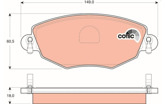 Kit de plaquettes de frein, frein à disque COTEC GDB1434 TRW, Image 2