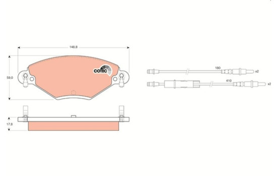Kit de plaquettes de frein, frein à disque COTEC GDB1448 TRW, Image 2