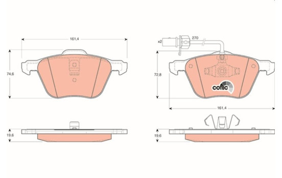 Kit de plaquettes de frein, frein à disque COTEC GDB1460 TRW, Image 2