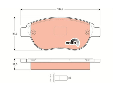 Kit de plaquettes de frein, frein à disque COTEC GDB1464 TRW, Image 2