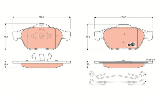 Kit de plaquettes de frein, frein à disque COTEC GDB1468 TRW, Image 2
