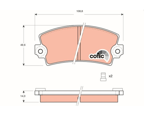 Kit de plaquettes de frein, frein à disque COTEC GDB148 TRW, Image 2