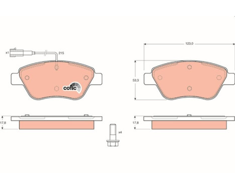 Kit de plaquettes de frein, frein à disque COTEC GDB1482 TRW, Image 2